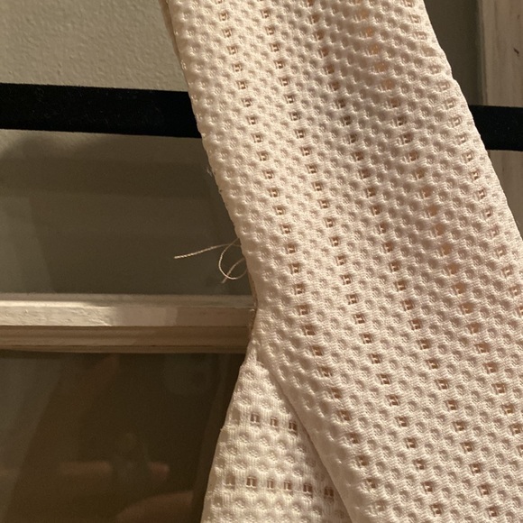 Alya White Wedding Perforated Texture A Line Mini Dress. Few Frayed Seams - Picture 3 of 9